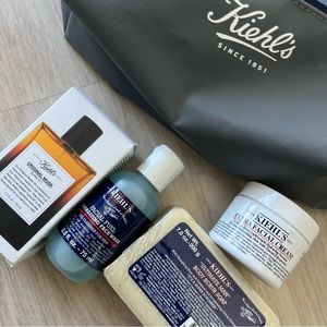 Kiehls Skincare and Mens Grooming Set with Travel Bag - NEW